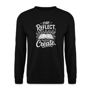 Study Reflect Erstellen Sie OpenBook-Motiv - Unisex Pullover - Schwarz - Vorne - Alina (178cm) & Michal (187cm)