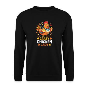 Crazy Chicken Lady - Unisex Sweatshirt - black - Front - Alina (178cm) & Michal (187cm)