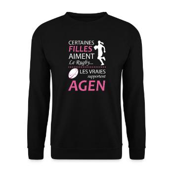 Certaines Filles Aiment Le Rugby Les Vraies Sup... - Sweat-shirt Unisexe - noir - Devant - Alina (178cm) & Michal (187cm)