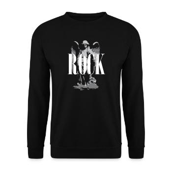 Rock logo with Angel wings - Unisex Sweatshirt - black - Front - Alina (178cm) & Michal (187cm)