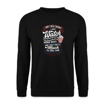 Horror Movies Are My Therapy Quote - Unisex Sweatshirt - black - Front - Alina (178cm) & Michal (187cm)