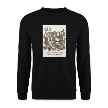 Embrace The Unknown Flow — Abstract Line Art - Unisex Sweatshirt - black - Front - Alina (178cm) & Michal (187cm)