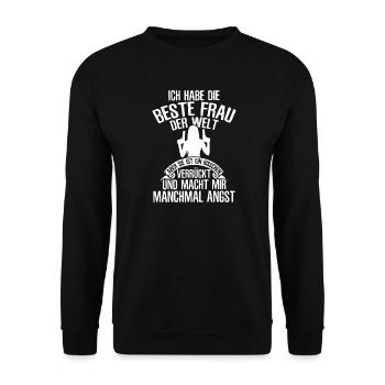 Ich Habe Die Beste Frau Welt - Unisex Pullover - Schwarz - Vorne - Alina (178cm) & Michal (187cm)