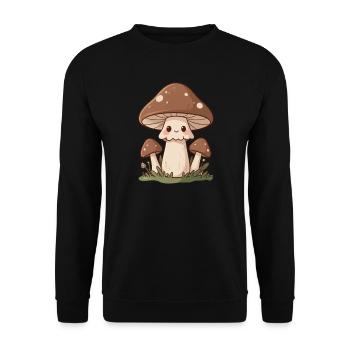 Pilze Kawaii Pilzsammler Geschenk  - Unisex Pullover - Schwarz - Vorne - Alina (178cm) & Michal (187cm)