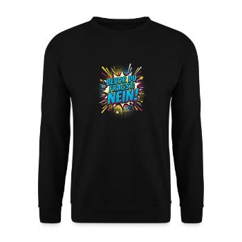 Bevor du fragst: Nein! Comic Statement - Unisex Pullover - Schwarz - Vorne - Alina (178cm) & Michal (187cm)