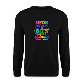 80's Nights 80er Jahre - Unisex Pullover - Schwarz - Vorne - Alina (178cm) & Michal (187cm)