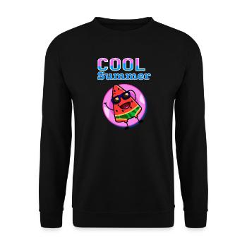 Cool Summer Watermelon – Cute Kawaii Summer Vibes - Unisex Pullover - Schwarz - Vorne - Alina (178cm) & Michal (187cm)
