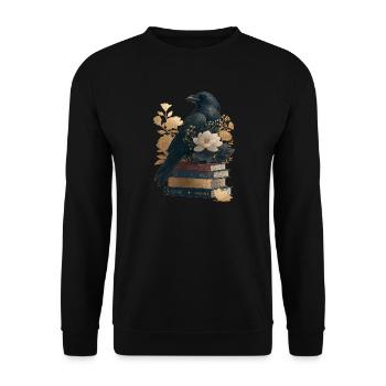 Raven on books - Unisex Sweatshirt - black - Front - Alina (178cm) & Michal (187cm)