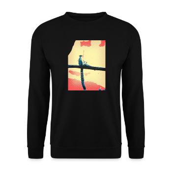 retro Katta Lemur - Unisex Pullover - Schwarz - Vorne - Alina (178cm) & Michal (187cm)