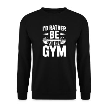 Ich wäre lieber im Fitnessstudio - Unisex Pullover - Schwarz - Vorne - Alina (178cm) & Michal (187cm)