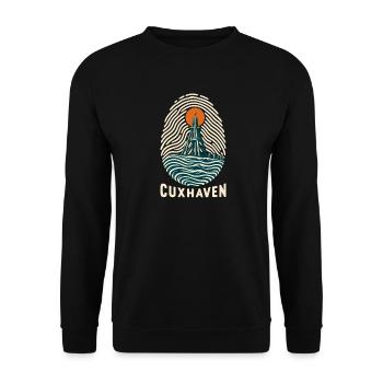 Cuxhaven Küstenfingerabdruck - Unisex Pullover - Schwarz - Vorne - Alina (178cm) & Michal (187cm)