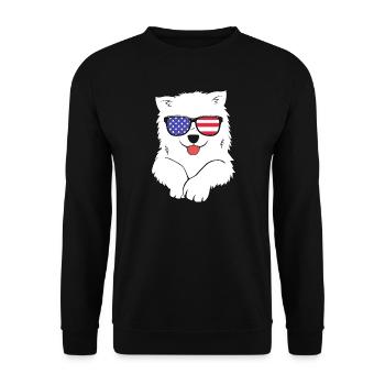 Samojede Hund Samoyed - Unisex Pullover - Schwarz - Vorne - Alina (178cm) & Michal (187cm)