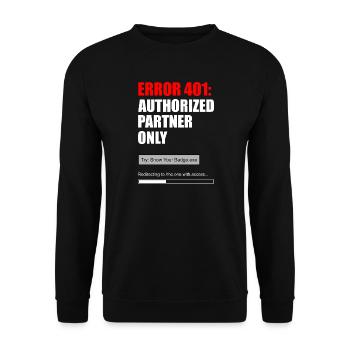 Fehler 401: Autorisierter Partner - Unisex Pullover - Schwarz - Vorne - Alina (178cm) & Michal (187cm)