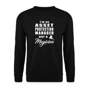 Vermögensschutzmanager, kein Magier - Unisex Pullover - Schwarz - Vorne - Alina (178cm) & Michal (187cm)