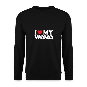 I love my Womo - Unisex Pullover - Schwarz - Vorne - Alina (178cm) & Michal (187cm)