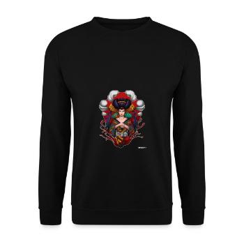 Geisha Asia Style Japan Katana Demon by Mr. DiSzy - Unisex Sweatshirt - black - Front - Alina (178cm) & Michal (187cm)