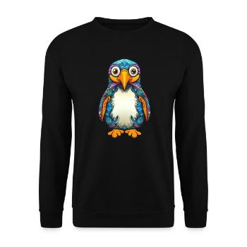 Cool colorful penguin with ornaments - Unisex Sweatshirt - black - Front - Alina (178cm) & Michal (187cm)