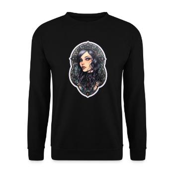 Goth Girl Gothic Mystisch Horror Geheimnisvoll - Unisex Pullover - Schwarz - Vorne - Alina (178cm) & Michal (187cm)