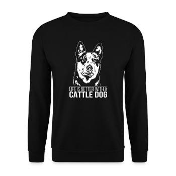 La vie de chien de bétail est meilleure Hunde Hund Wilsigns - Sweat-shirt Unisexe - noir - Devant - Alina (178cm) & Michal (187cm)