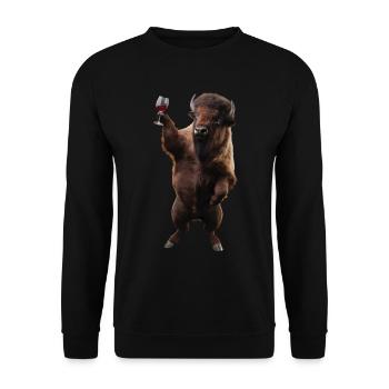 Bison Wein - Unisex Pullover - Schwarz - Vorne - Alina (178cm) & Michal (187cm)