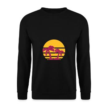 Palmen Sonnenuntergang Sommer - Unisex Pullover - Schwarz - Vorne - Alina (178cm) & Michal (187cm)