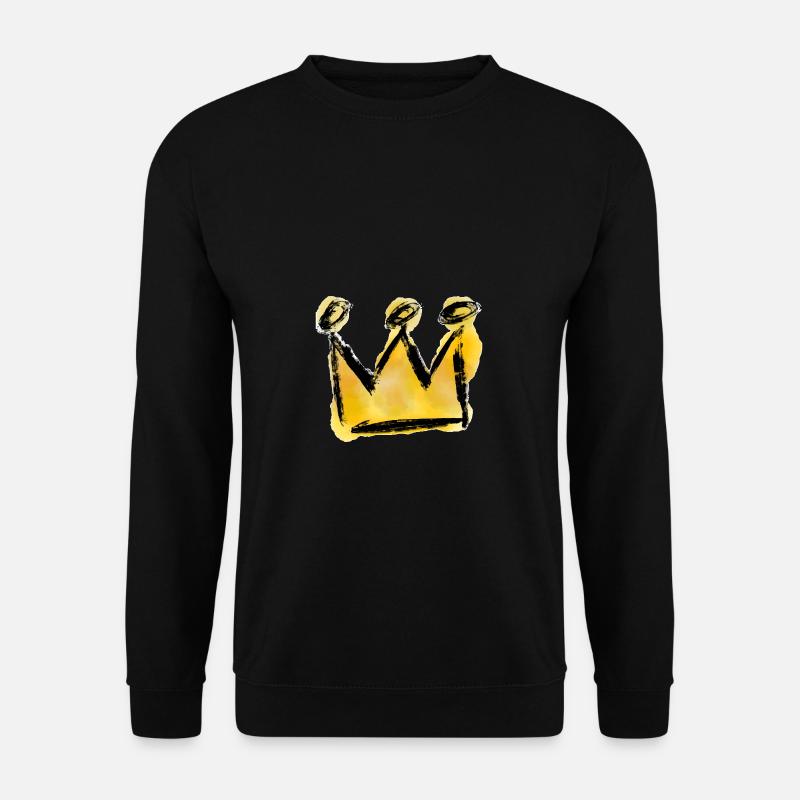 Krone Zeichnung Wasserfarben - Unisex Pullover - Schwarz