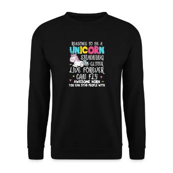 Chemise Licorne · Licorne · Licornes · Paillettes - Sweat-shirt Unisexe - noir - Devant - Alina (178cm) & Michal (187cm)