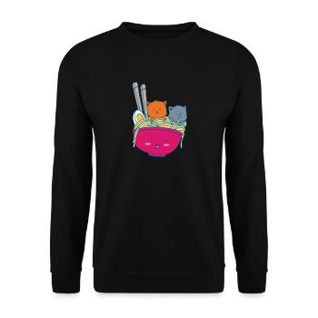 Soupe de pâtes Ramen Anime Cadeau Kawaii Cats - Sweat-shirt Unisexe - noir - Devant - Alina (178cm) & Michal (187cm)