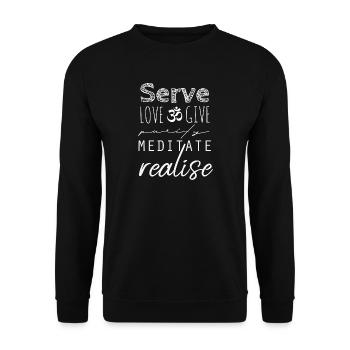 Serve love give meditate Yoga text Design - Sweat-shirt Unisexe - noir - Devant - Alina (178cm) & Michal (187cm)