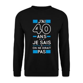 Geburtstag 40 Jahre - Ich bin 40 Jahre alt, weiß ich - Unisex Pullover - Schwarz - Vorne - Alina (178cm) & Michal (187cm)