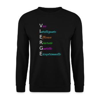 VIERGE Vive Intelligente Efficace Réservée - Sweat-shirt Unisexe - noir - Devant - Alina (178cm) & Michal (187cm)