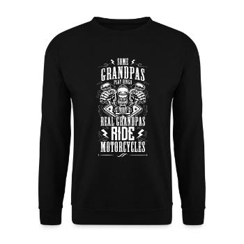 Some Grandpas Play Bingo Real Ride Motorcycle - Unisex Pullover - Schwarz - Vorne - Alina (178cm) & Michal (187cm)