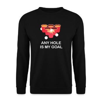 Beer Pong Any hole is my goal - Unisex Sweatshirt - black - Front - Alina (178cm) & Michal (187cm)