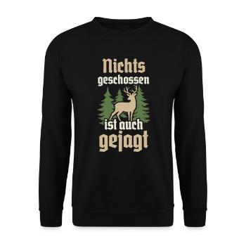 Jäger Jagd Hirsch Rotwild Jagen Jungjäger - Unisex Pullover - Schwarz - Vorne - Alina (178cm) & Michal (187cm)