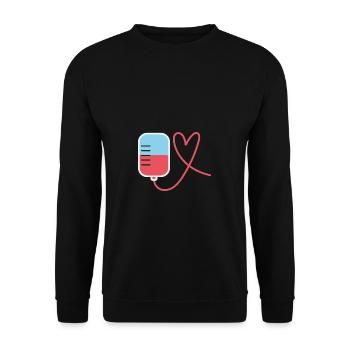 Blood donation heart form - Unisex Sweatshirt - black - Front - Alina (178cm) & Michal (187cm)