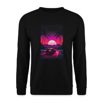 Stadtszenerie aus Chrom: Reflexionen der Dämmerung - Unisex Pullover - Schwarz - Vorne - Alina (178cm) & Michal (187cm)