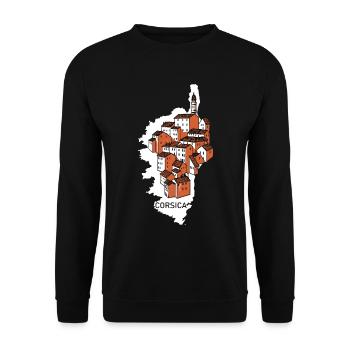 Carte de l’île de Corse avec maisons Corse France - Sweat-shirt Unisexe - noir - Devant - Alina (178cm) & Michal (187cm)