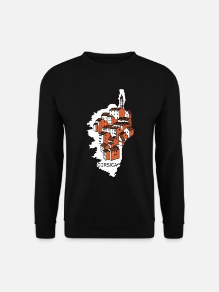 Carte de l’île de Corse avec maisons Corse France - Sweat-shirt Unisexe - noir