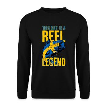 ANGELN SCHWEDEN ANGLER LEGENDE - Unisex Pullover - Schwarz - Vorne - Alina (178cm) & Michal (187cm)