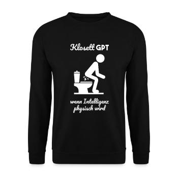 Klo GPT Klosett Geschenk - Unisex Pullover - Schwarz - Vorne - Alina (178cm) & Michal (187cm)