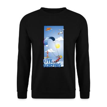 Colorful illustration of a kitesurfer - Unisex Sweatshirt - black - Front - Alina (178cm) & Michal (187cm)