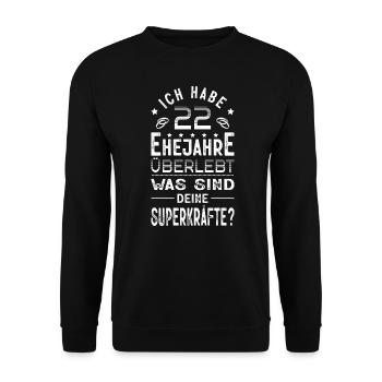 Hochzeitsgeschenk 22 Jahre Ehe Hochzeitstag - Unisex Pullover - Schwarz - Vorne - Alina (178cm) & Michal (187cm)