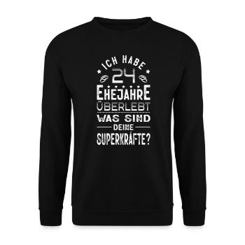 Hochzeitsgeschenk 24 Jahre Ehe Hochzeitstag - Unisex Pullover - Schwarz - Vorne - Alina (178cm) & Michal (187cm)