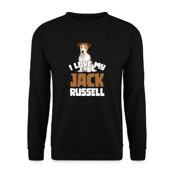 Doux chien, j'aime mon design Jack Russel - Sweat-shirt Unisexe - noir - Devant - Alina (178cm) & Michal (187cm)