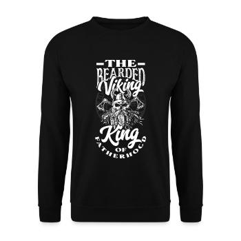 The Bearded Viking King of Fatherhood Father's Day - Unisex Sweatshirt - black - Front - Alina (178cm) & Michal (187cm)