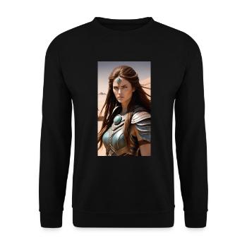 Soldier /Kriegerin - Unisex Pullover - Schwarz - Vorne - Alina (178cm) & Michal (187cm)