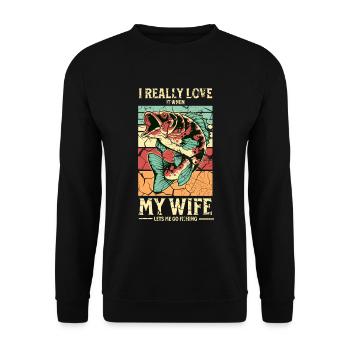 I Really Love It When My Wife Lets Me Go Fishing - Sweat-shirt Unisexe - noir - Devant - Alina (178cm) & Michal (187cm)