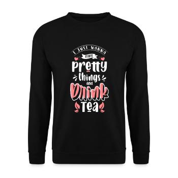 Tea Tea Bags Tea Lovers - Unisex Sweatshirt - black - Front - Alina (178cm) & Michal (187cm)