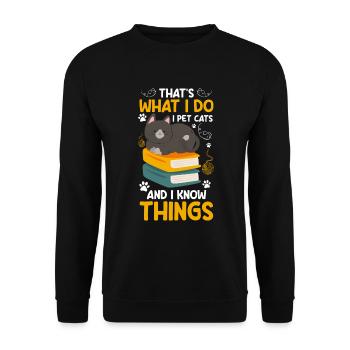 Cats Pet Cat Friend Wildcat - Unisex Sweatshirt - black - Front - Alina (178cm) & Michal (187cm)