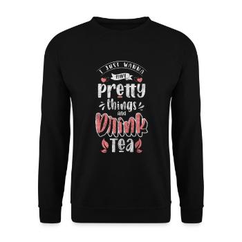 Tea Drinker Relaxation Teacup Green Tea - Unisex Sweatshirt - black - Front - Alina (178cm) & Michal (187cm)